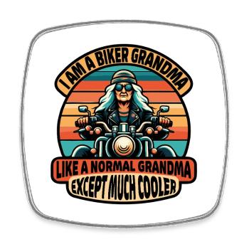 Biker-Oma mit cooler Attitüde - Viereckiger Kühlschrankmagnet - Weiß - Vorne