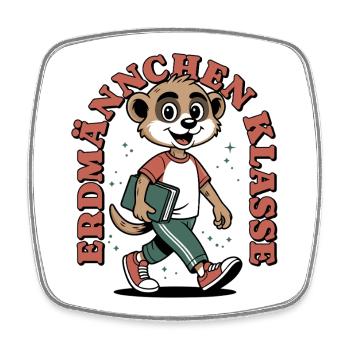 Klassentier Erdmännchen Klasse Retro, Mehrfarbig - Viereckiger Kühlschrankmagnet - Weiß - Vorne