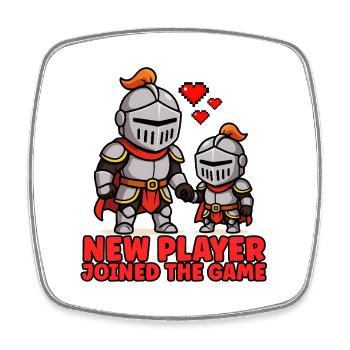 NEW PLAYER JOINED THE GAME - Gamer Dad Humor - Square fridge magnet - white - Front
