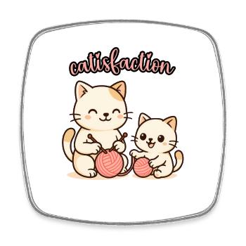 CATISFACTION - Neugeborenen-Humor - Kawaii Cat - Viereckiger Kühlschrankmagnet - Weiß - Vorne