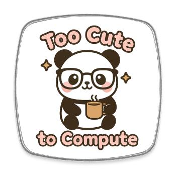 Süßer Panda mit Brille und Kaffeetasse - Viereckiger Kühlschrankmagnet - Weiß - Vorne