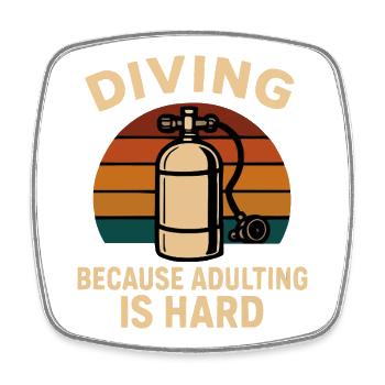 Diving Escape – When adulthood is annoying - Square fridge magnet - white - Front