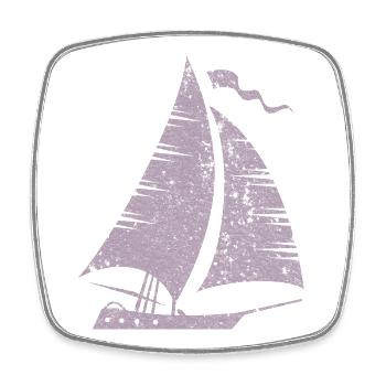 Silhouette de voilier minimaliste grunge - Magnet carré - blanc - Devant