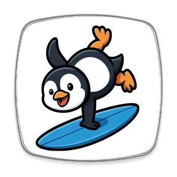 Cooler Pinguin Surfer Sommer Pool Strand Outfit - Viereckiger Kühlschrankmagnet - Weiß - Vorne