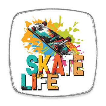 Skateboard - Viereckiger Kühlschrankmagnet - Weiß - Vorne