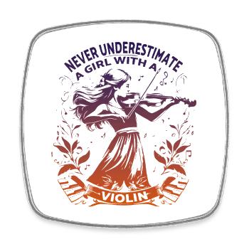 Empowering Girl Violinist Illustration - Square fridge magnet - white - Front