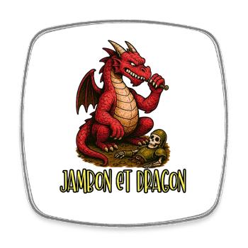 Ham is Dragon - Geek Humor / Gamer / RPG - Square fridge magnet - white - Front