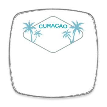 Insigne de rêve de l’île de Curaçao Logo des palmiers caribéens - Magnet carré - blanc - Devant
