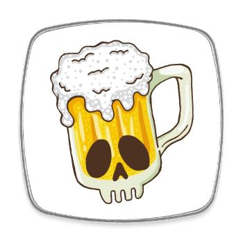 Skull and beer - Square fridge magnet - white - Front