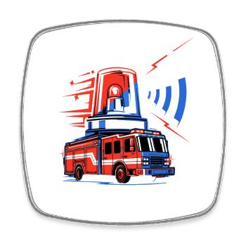 Fire truck with siren - Square fridge magnet - white - Front