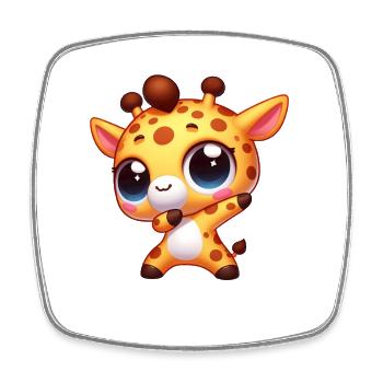 mignon girafe dabbing dessin animé chibi enfants safari - Magnet carré - blanc - Devant