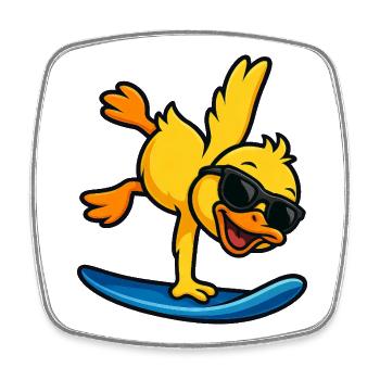 coole Ente Surfer am Strand für Kinder Wassersport - Viereckiger Kühlschrankmagnet - Weiß - Vorne