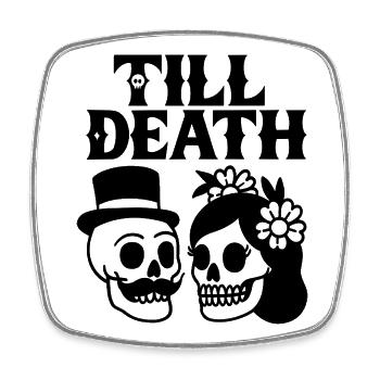 Bride and groom till death - Square fridge magnet - white - Front