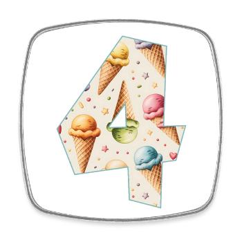 EISCREME NUMMER 4 JAHRE EIS 4. GEBURTSTAG - Viereckiger Kühlschrankmagnet - Weiß - Vorne