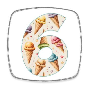 EISCREME NUMMER 6 JAHRE EIS 6. GEBURTSTAG - Viereckiger Kühlschrankmagnet - Weiß - Vorne