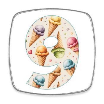 EISCREME NUMMER 9 JAHRE EIS 9. GEBURTSTAG - Viereckiger Kühlschrankmagnet - Weiß - Vorne