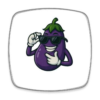 Cool eggplant vegetable design with sunglasses - Square fridge magnet - white - Front