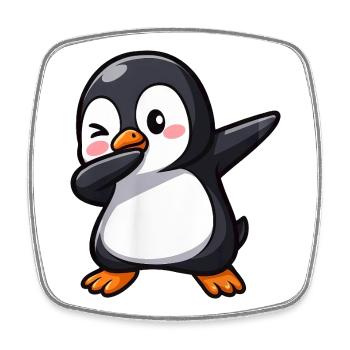 Süßer Pinguin Dab Tanz Gamer Kawaii Cartoon  - Viereckiger Kühlschrankmagnet - Weiß - Vorne