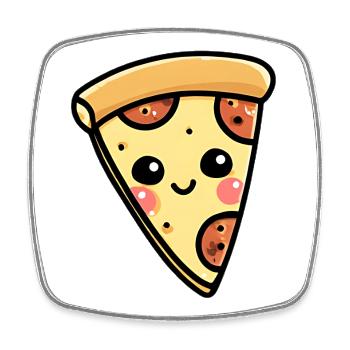 Kawaii Pizza Slice Illustration - Viereckiger Kühlschrankmagnet - Weiß - Vorne