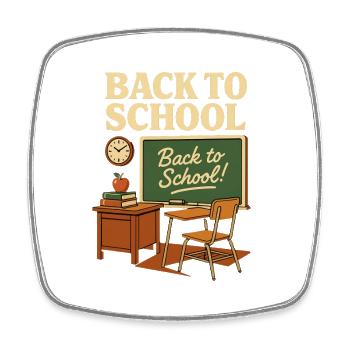 Retro Classroom – Back to School - Square fridge magnet - white - Front