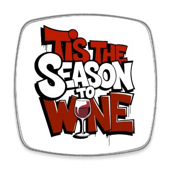 Festliche Wein-Season Grußkarte Weintrinker - Viereckiger Kühlschrankmagnet - Weiß - Vorne