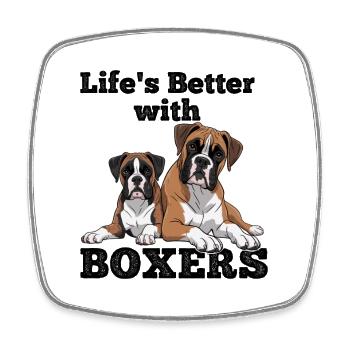 Life's Better With Boxers - Square fridge magnet - white - Front