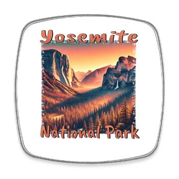 Yosemite Nationalpark Sonne Grunge Natur Wanderung - Viereckiger Kühlschrankmagnet - Weiß - Vorne