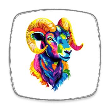 Widder Mufflon Aries Wilde Schafe Männliches Schaf - Viereckiger Kühlschrankmagnet - Weiß - Vorne