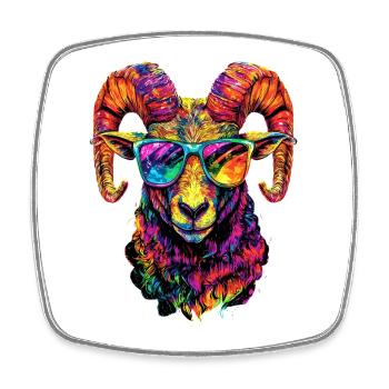 Widder Mufflon Aries Wilde Schafe Männliches Schaf - Viereckiger Kühlschrankmagnet - Weiß - Vorne