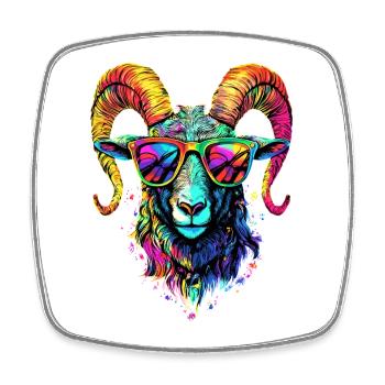 Widder Mufflon Aries Wilde Schafe Männliches Schaf - Viereckiger Kühlschrankmagnet - Weiß - Vorne