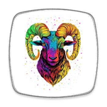 Widder Mufflon Aries Wilde Schafe Männliches Schaf - Viereckiger Kühlschrankmagnet - Weiß - Vorne