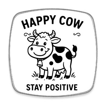 happycow - Viereckiger Kühlschrankmagnet - Weiß - Vorne