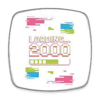 Retro Loading 2000 Pixel - Viereckiger Kühlschrankmagnet - Weiß - Vorne
