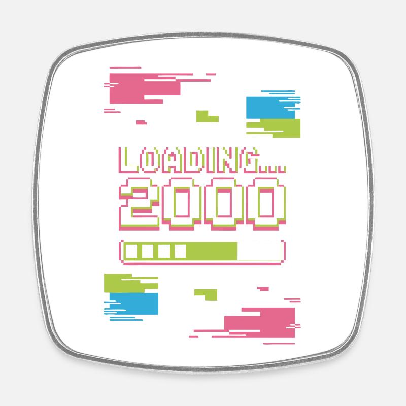 Retro Loading 2000 Pixel - Viereckiger Kühlschrankmagnet - Weiß