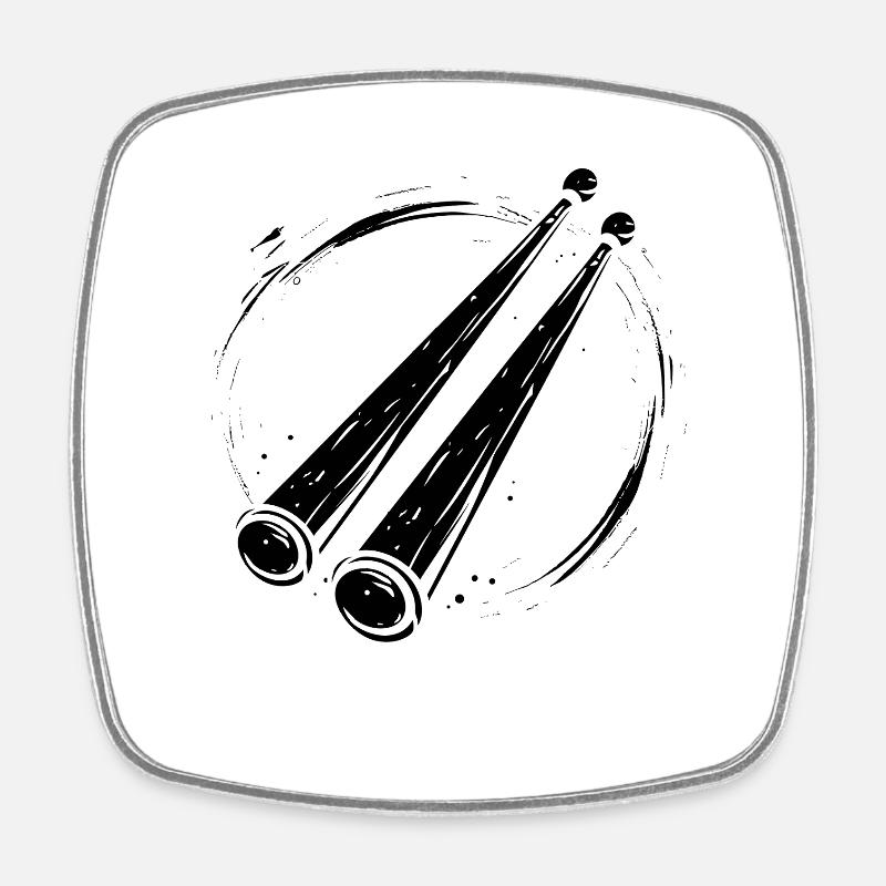 Drumsticks Zeichnung - Viereckiger Kühlschrankmagnet - Weiß