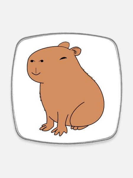 Happy Capybara - Square fridge magnet - white