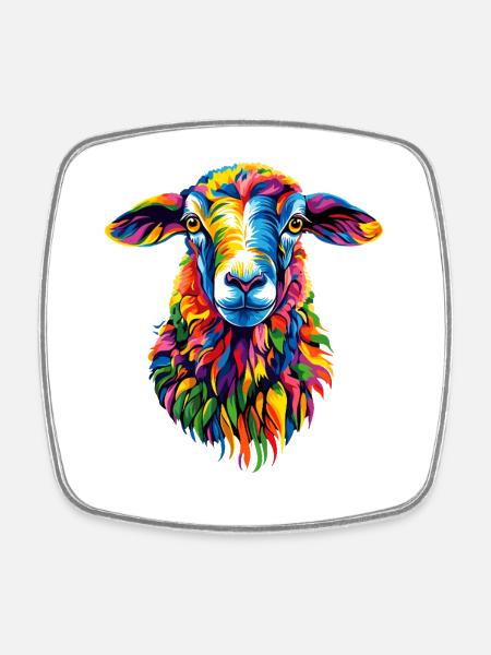Mouton Agneau Mouton Mouton domestique Berger Mouton doux - Magnet carré - blanc