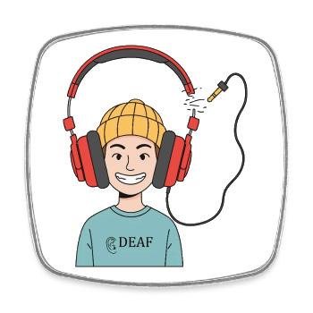Deaf & Happy - Square fridge magnet - white - Front