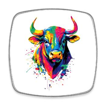 Stier Bulle Ochse Rind Bauernhof Kuh Taurus Bullen - Viereckiger Kühlschrankmagnet - Weiß - Vorne