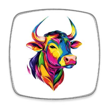 Stier Bulle Ochse Rind Bauernhof Kuh Taurus Bullen - Viereckiger Kühlschrankmagnet - Weiß - Vorne