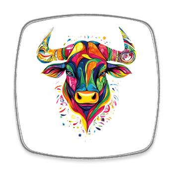 Stier Bulle Ochse Rind Bauernhof Kuh Taurus Bullen - Viereckiger Kühlschrankmagnet - Weiß - Vorne