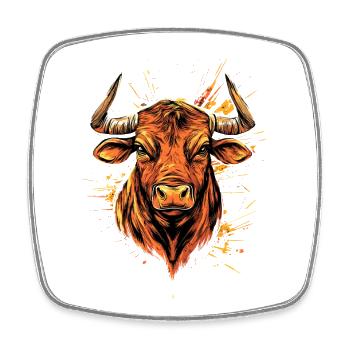Stier Bulle Ochse Rind Bauernhof Kuh Taurus Bullen - Viereckiger Kühlschrankmagnet - Weiß - Vorne