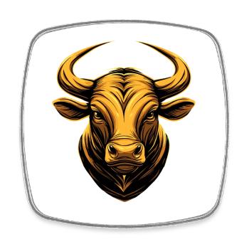 Stier Bulle Ochse Rind Bauernhof Kuh Taurus Bullen - Viereckiger Kühlschrankmagnet - Weiß - Vorne