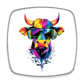 Stier Bulle Ochse Rind Bauernhof Kuh Taurus Bullen - Viereckiger Kühlschrankmagnet - Weiß - Vorne