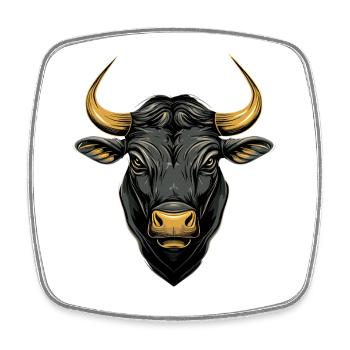 Stier Bulle Ochse Rind Bauernhof Kuh Taurus Bullen - Viereckiger Kühlschrankmagnet - Weiß - Vorne
