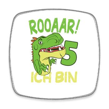 5 Geburtstag Dino Geschenk Junge 5 Jahre - Viereckiger Kühlschrankmagnet - Weiß - Vorne