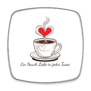 Heart mug with love motifs - Square fridge magnet - white - Front