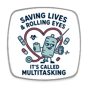 Conception multitâche de sauvetage cardiaque - Magnet carré - blanc - Devant