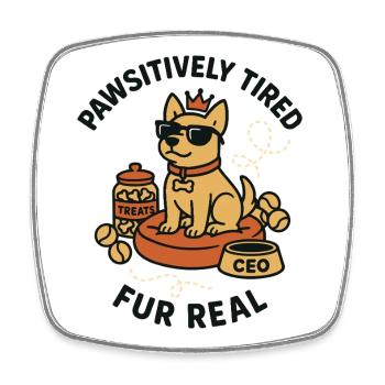 Dogboss with sunglasses and crown - Square fridge magnet - white - Front