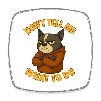 Mürrischer Boston Terrier - Viereckiger Kühlschrankmagnet - Weiß - Vorne
